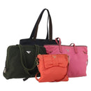 PRADA Tote Bag Shoulder Bag Nylon 4 Set Navy Pink Auth ti4037-1