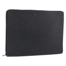 HERMES Clutch Bag Leather Black Auth ti4044-1