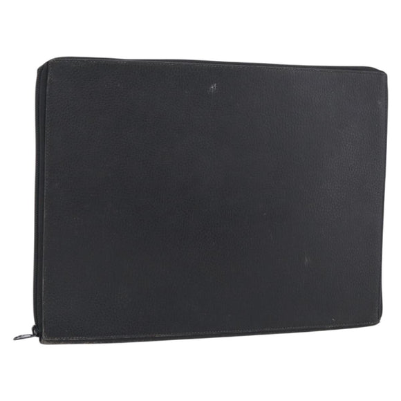 HERMES Clutch Bag Leather Black Auth ti4044