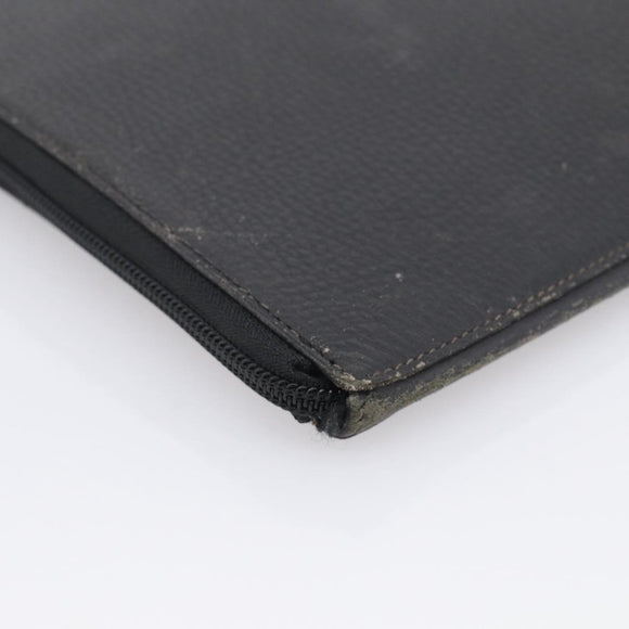 HERMES Clutch Bag Leather Black Auth ti4044