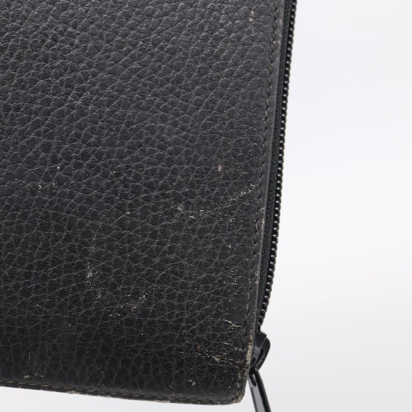HERMES Clutch Bag Leather Black Auth ti4044