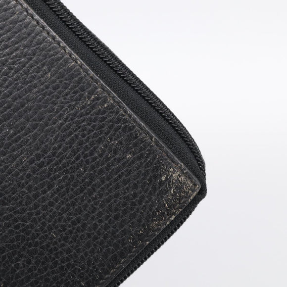 HERMES Clutch Bag Leather Black Auth ti4044