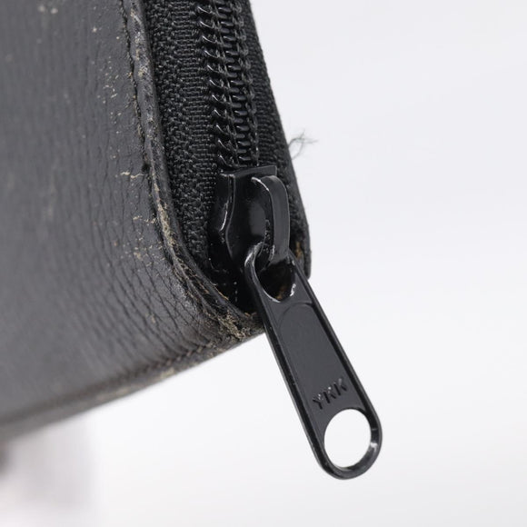 HERMES Clutch Bag Leather Black Auth ti4044