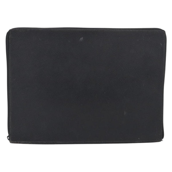 HERMES Clutch Bag Leather Black Auth ti4044