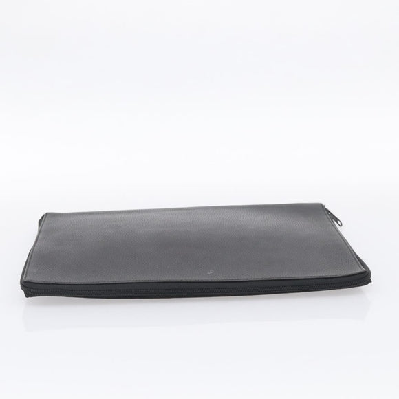 HERMES Clutch Bag Leather Black Auth ti4044