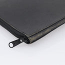 HERMES Clutch Bag Leather Black Auth ti4044-9