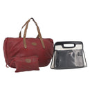 GUCCI Hand Bag Canvas Vinyl 2 Set Red Black Auth ti4047-1