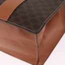 CELINE Macadam Business Bag PVC Brown Gold Tone Auth ti4052-13