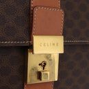 CELINE Macadam Business Bag PVC Brown Gold Tone Auth ti4052-14