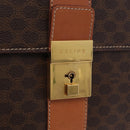 CELINE Macadam Business Bag PVC Brown Gold Tone Auth ti4052-15