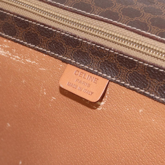 CELINE Macadam Business Bag PVC Brown Gold Tone Auth ti4052