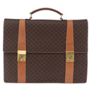 CELINE Macadam Business Bag PVC Brown Gold Tone Auth ti4052-2