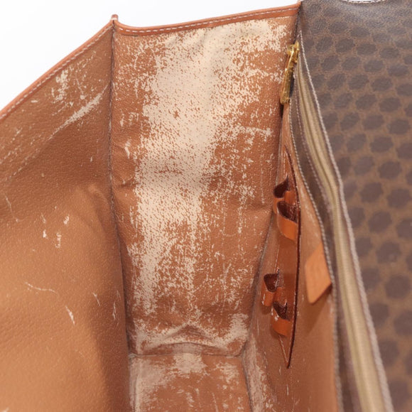 CELINE Macadam Business Bag PVC Brown Gold Tone Auth ti4052
