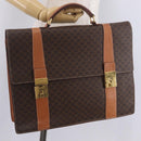 CELINE Macadam Business Bag PVC Brown Gold Tone Auth ti4052-27