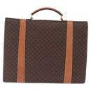 CELINE Macadam Business Bag PVC Brown Gold Tone Auth ti4052-3