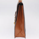 CELINE Macadam Business Bag PVC Brown Gold Tone Auth ti4052-4