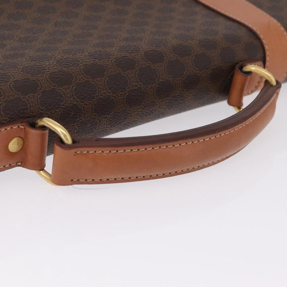 CELINE Macadam Business Bag PVC Brown Gold Tone Auth ti4052