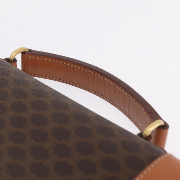 CELINE Macadam Business Bag PVC Brown Gold Tone Auth ti4052