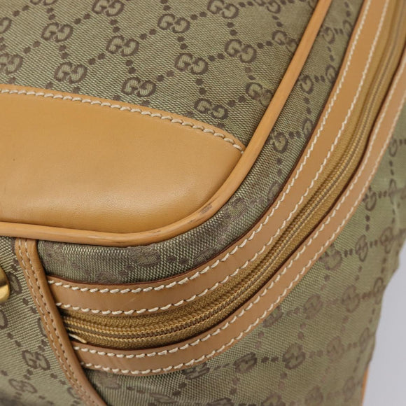 GUCCI GG Canvas Boston Bag Khaki Gold Tone 010 615 3651 Auth ti4055