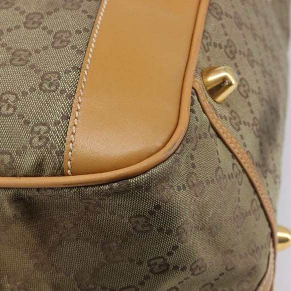 GUCCI GG Canvas Boston Bag Khaki Gold Tone 010 615 3651 Auth ti4055