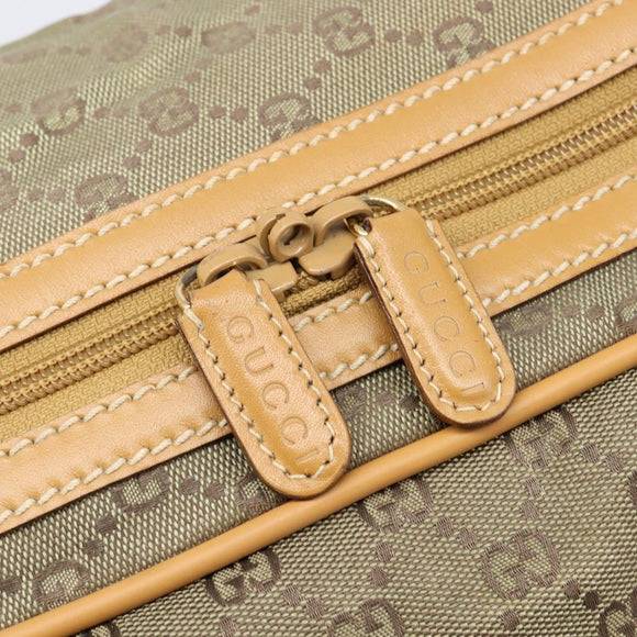 GUCCI GG Canvas Boston Bag Khaki Gold Tone 010 615 3651 Auth ti4055