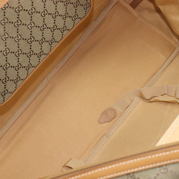 GUCCI GG Canvas Boston Bag Khaki Gold Tone 010 615 3651 Auth ti4055