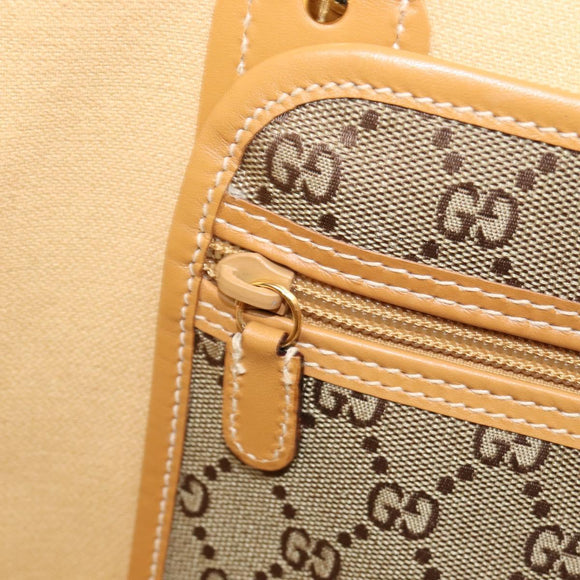 GUCCI GG Canvas Boston Bag Khaki Gold Tone 010 615 3651 Auth ti4055