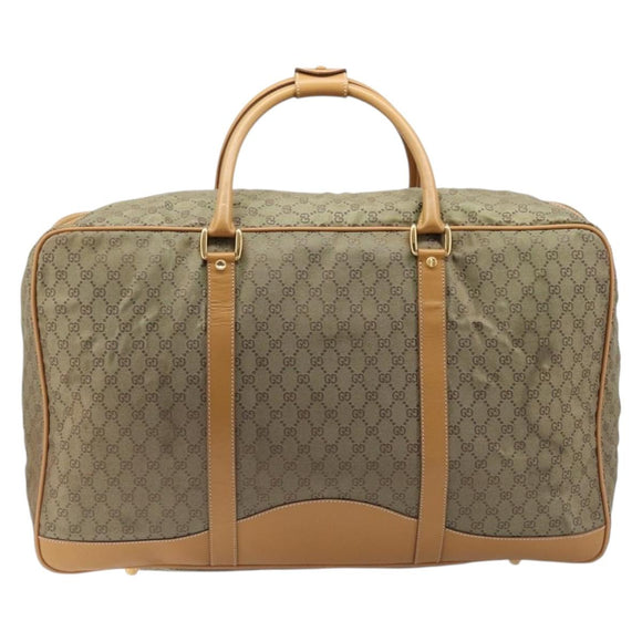 GUCCI GG Canvas Boston Bag Khaki Gold Tone 010 615 3651 Auth ti4055