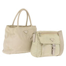 PRADA Hand Bag Nylon 2 Set Ivory Auth ti4056-1