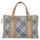 BURBERRY Nova Check Blue Label Hand Bag Canvas Nylon 2 Set Blue Auth ti4061-3