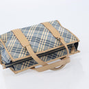 BURBERRY Nova Check Blue Label Hand Bag Canvas Nylon 2 Set Blue Auth ti4061-5