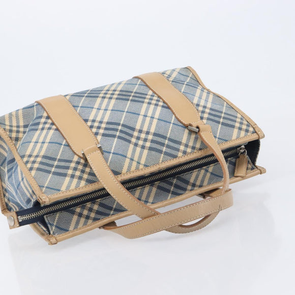 BURBERRY Nova Check Blue Label Hand Bag Canvas Nylon 2 Set Blue Auth ti4061