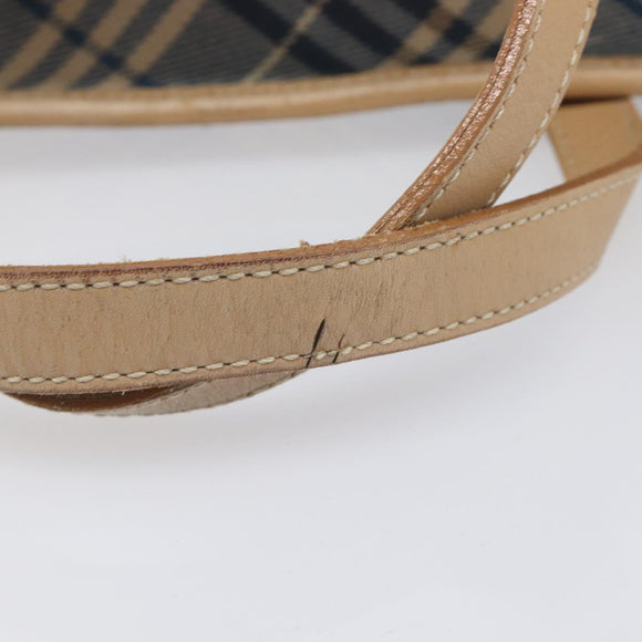 BURBERRY Nova Check Blue Label Hand Bag Canvas Nylon 2 Set Blue Auth ti4061