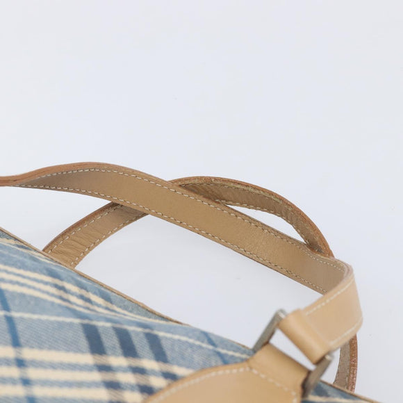 BURBERRY Nova Check Blue Label Hand Bag Canvas Nylon 2 Set Blue Auth ti4061