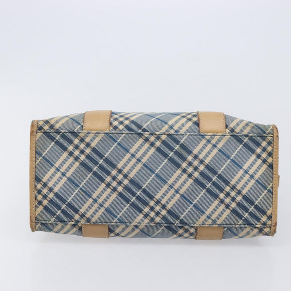 BURBERRY Nova Check Blue Label Hand Bag Canvas Nylon 2 Set Blue Auth ti4061