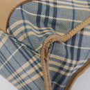 BURBERRY Nova Check Blue Label Hand Bag Canvas Nylon 2 Set Blue Auth ti4061-9