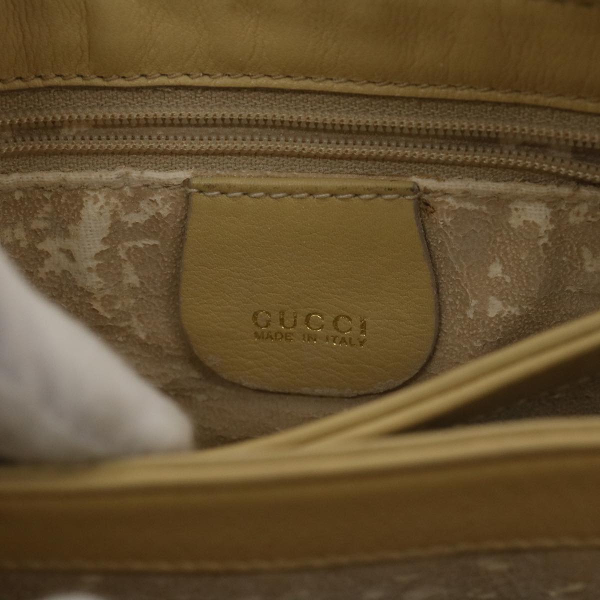 GUCCI Shoulder Bag Leather Beige 007 1014 0201 Auth ti909