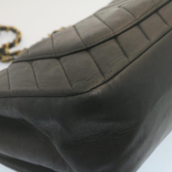 CHANEL Mademoiselle Turn Lock Flap Shoulder Bag Lamb Skin Black CC Auth ai677AV