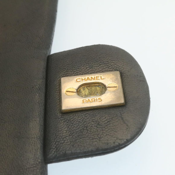 CHANEL Mademoiselle Turn Lock Flap Shoulder Bag Lamb Skin Black CC Auth ai677AV