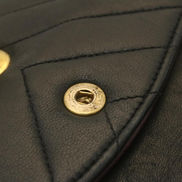 CHANEL Mademoiselle Turn Lock Flap Shoulder Bag Lamb Skin Black CC Auth ai677AV