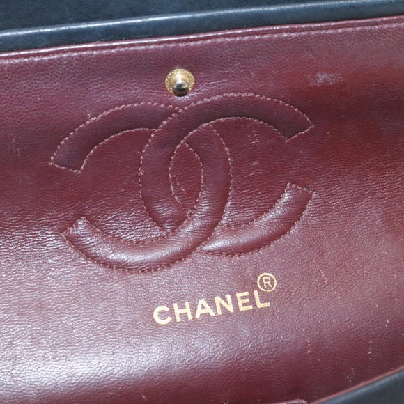 CHANEL Mademoiselle Turn Lock Flap Shoulder Bag Lamb Skin Black CC Auth ai677AV