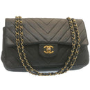 CHANEL Mademoiselle Turn Lock Flap Shoulder Bag Lamb Skin Black CC Auth ai677AV-1