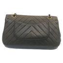 CHANEL Mademoiselle Turn Lock Flap Shoulder Bag Lamb Skin Black CC Auth ai677AV-2