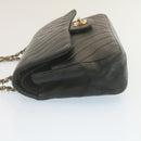 CHANEL Mademoiselle Turn Lock Flap Shoulder Bag Lamb Skin Black CC Auth ai677AV-3