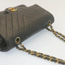 CHANEL Mademoiselle Turn Lock Flap Shoulder Bag Lamb Skin Black CC Auth ai677AV-6