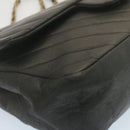 CHANEL Mademoiselle Turn Lock Flap Shoulder Bag Lamb Skin Black CC Auth ai677AV-8