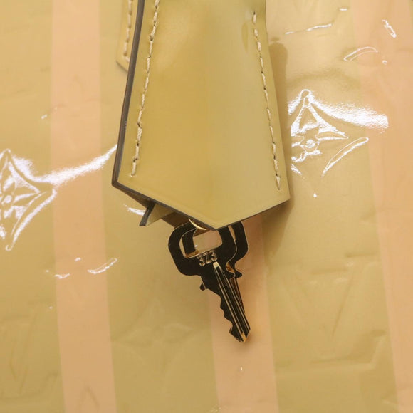 LOUIS VUITTON Vernis Rayures Alma BB Hand Bag 2way Beige Pink M90970 Auth ai678AM