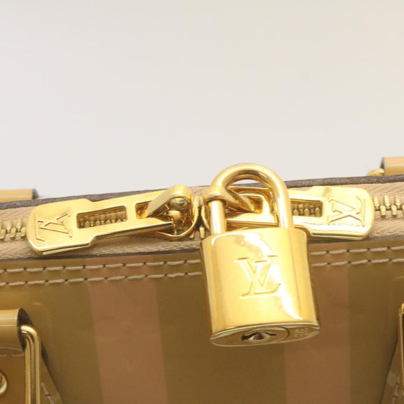 LOUIS VUITTON Vernis Rayures Alma BB Hand Bag 2way Beige Pink M90970 Auth ai678AM