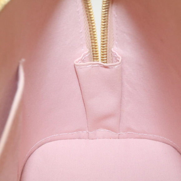 LOUIS VUITTON Vernis Rayures Alma BB Hand Bag 2way Beige Pink M90970 Auth ai678AM