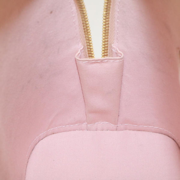 LOUIS VUITTON Vernis Rayures Alma BB Hand Bag 2way Beige Pink M90970 Auth ai678M
